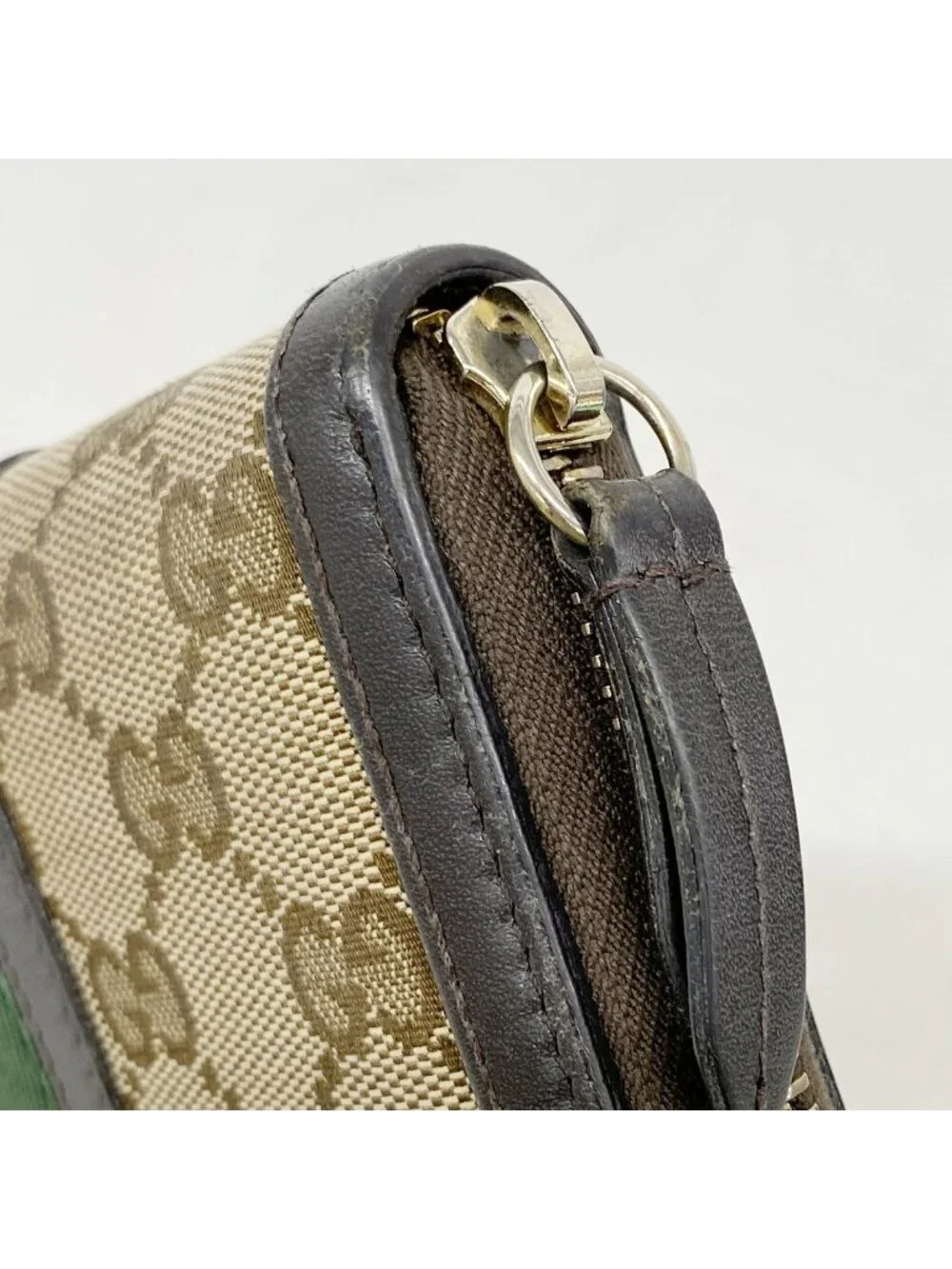 Gucci Wallet GG Canvas Sherry Line Brown Gold